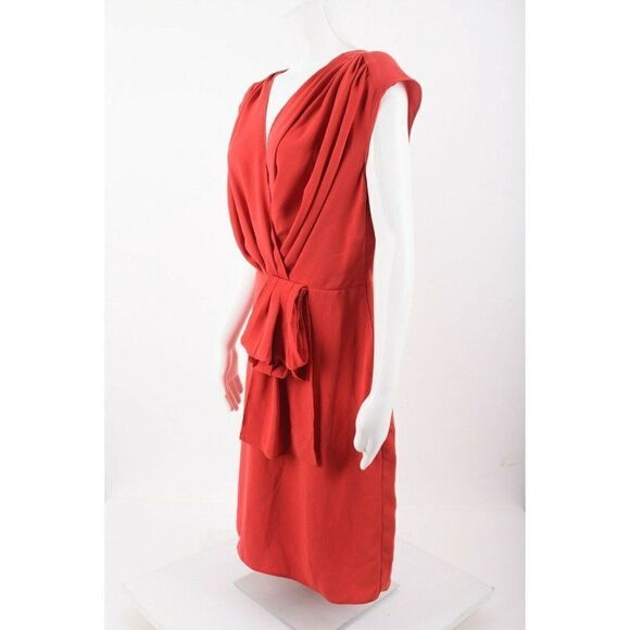Trina Turk Womens Bijou Dress Sz 8 Red Knee Length Gathered Front Sash Party NWT - Picture 4 of 8